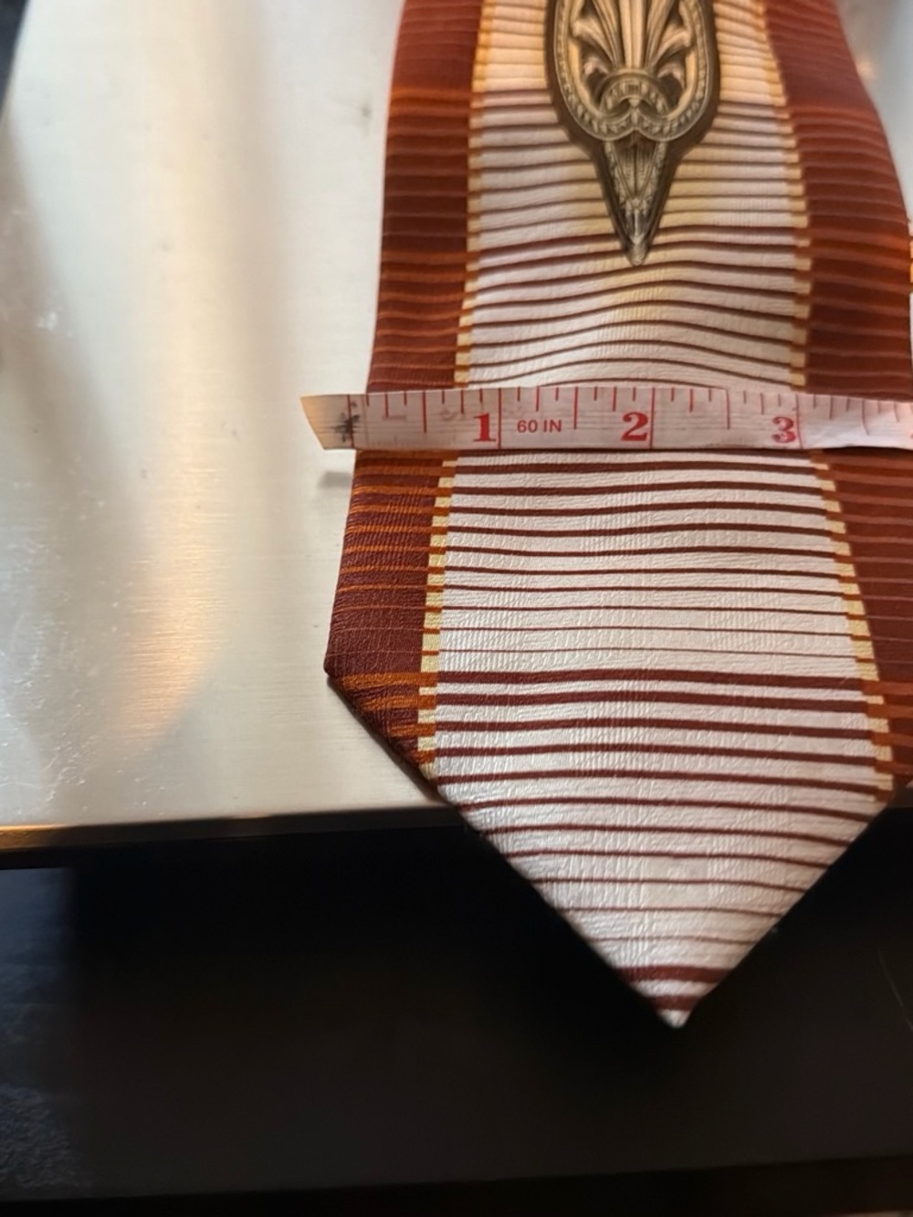 ZARIO Orange & Brown Textured Silk Tie